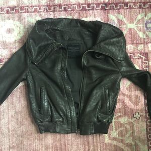 All Saints Black Leather Jacket Textured Size 6